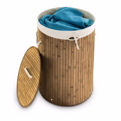 Relaxdays 10019051_126, 70 L, Rond, Bambou, Coton, Polyester, Bambou, Bois, Bambou