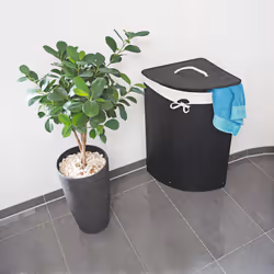 Relaxdays 4052025046774 panier à linge 60 L Coin Bambou Noir, Blanc