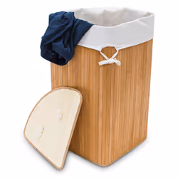 Relaxdays 4052025046798, 60 L, Coin, Bambou, Coton, Châtain clair, Blanc, Marron, Bambou