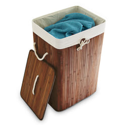 Relaxdays 4052025046811 panier à linge 83 L Rectangulaire Bambou, Coton Marron, Crème