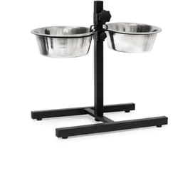 Relaxdays Gamelles pour chiens, 1,6 l, acier inoxydable, HLP 42 x 46 x 27 cm, hauteur réglable, antidérapant, argenté