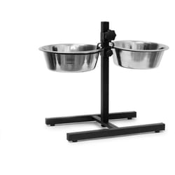 Relaxdays Gamelles pour chiens, 2,2 l, acier inoxydable, HLP 42 x 53 x 26 cm, hauteur réglable, antidérapant, argenté