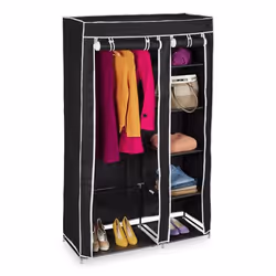 Relaxdays 4052025047252, Noir, Placard, 5 étagères, 2 portes(s), Noir, 1070 mm