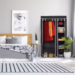 Relaxdays 4052025047252 placard et armoire de chambre à coucher 5 étagères 2 portes(s) Noir