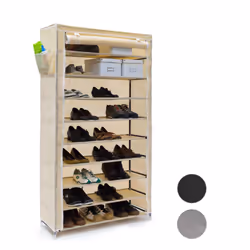 Relaxdays 4052025047283, Fermé, Beige, Blanc, Toison, Plastique, Acier, 9 étagères, 880 mm, 1610 mm