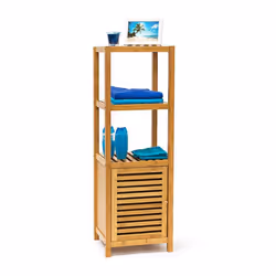 Relaxdays Étagère pour salle de bain cuisine Porte refermable bambou HxLxP : 110x365x33 cm 4 étages nature