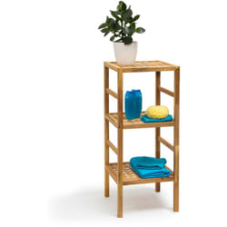 Tagère de salle de bain Rangement en bois de noyer 3, 4, ou 5 niveaux étagères Déco style scandinave cuisine couloir sauna, marron - Relaxdays