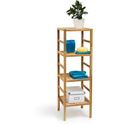 Tagère de salle de bain Rangement en bois de noyer 3, 4, ou 5 niveaux étagères Déco style scandinave cuisine couloir sauna, marron - Relaxdays