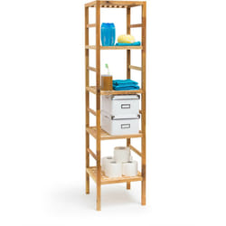 Tagère de salle de bain Rangement en bois de noyer 3, 4, ou 5 niveaux étagères Déco style scandinave cuisine couloir sauna, marron - Relaxdays