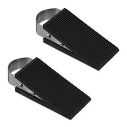 Relaxdays - Cale-porte lot de 2, caoutchouc, acier inox, antidérapant, butoir pour sol, hlp : 3 x 5 x 12 cm, noir/argenté