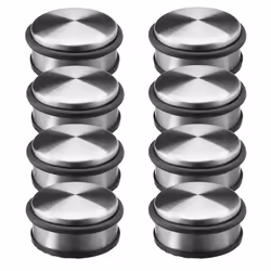Butoir de porte lot de 8 acier inoxydable avec anneau et dessous en caoutchouc HLP : env. 45 x 10 x 10 cm argenté
