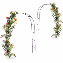 Aménagez la zone d’entrée de votre jardin avec une arche à rosiers romantique. Cette arche à rosiers mesure environ 2,00 m de ...