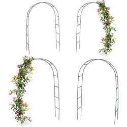 Relaxdays - Arche pour rosiers et plantes grimpantes, lot de 4, 240 cm, tuteur en métal, résistant aux intempéries, vert