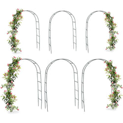 Relaxdays - Arche pour rosiers et plantes grimpantes, lot de 6, 240 cm, tuteur en métal, résistant aux intempéries, vert