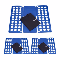 3x Planches à plier le linge 2e génération plie chemise plieuse vêtements salle de bain 60 x 70 cm bleu