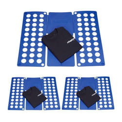 3x Planches à plier le linge 2e génération plie chemise plieuse vêtements salle de bain 60 x 70 cm bleu