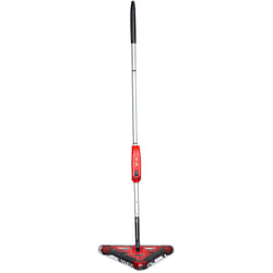 Relaxdays - Aspirateur balai sans sac, sans fil, tête triangulaire, brosses rotatives, batterie, 115x34x34 cm, rouge/noir