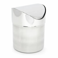 Poubelle de table, 1,2 l, corbeille cosmétique, couvercle basculant, HxD : 15,5 x 12 cm, en inox, argenté - Relaxdays