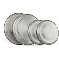 Cache plaque électrique inox lot de 4, protection cuisinière, jusqu'à 20 cm de diamètre, argent - Relaxdays