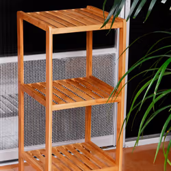 Tagère en bambou naturel, h x l x p : 79 x 33 x 33 cm, rangement pour la salle de bain, nature - Relaxdays