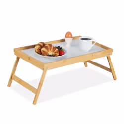 Relaxdays 10013869, Plateau petit déjeuner, Rectangle, Bambou, Panneaux MDF, Bois, 4 pieds, 630 mm