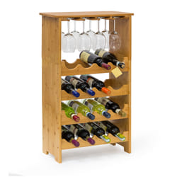 Casier à bouteilles de vin, bambou élégant, pour les verres, h x l x p : env. 84 x 50 x 24 cm, nature - Relaxdays