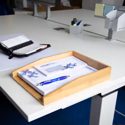 Relaxdays Corbeille à Courrier en Bambou, Organiseur de Bureau pour Papiers A4, Documents, HxLxP : 6x25x34 cm, nature