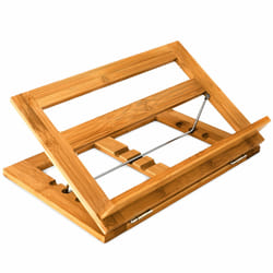 Relaxdays Lutrin de cuisine en bambou, support pour vos livres, inclinable sur 3 positions, HLP 22x33x22,5 cm, nature