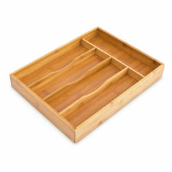 Relaxdays - Organiseur de tiroir, range-couverts pour la cuisine, en bambou et mdf, hlp : env. 4,5 x 25,5 x 34 cm, nature