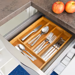 Relaxdays - Organiseur de tiroir, range-couverts pour la cuisine, en bambou et mdf, hlp : env. 4,5 x 25,5 x 34 cm, nature