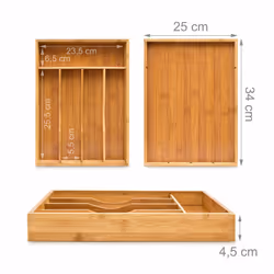 Relaxdays - Organiseur de tiroir, range-couverts pour la cuisine, en bambou et mdf, hlp : env. 4,5 x 25,5 x 34 cm, nature - Vue supplémentaire 4