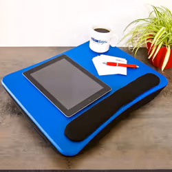 Relaxdays Support Genoux Ordinateur Portable Coussin ergonomique Amovible poignée pour tablette 44 x 34 x 5 cm, bleu