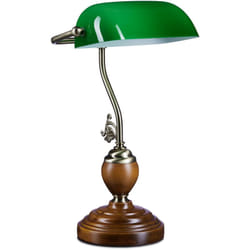 Relaxdays - Lampe de Bureau Banquier avec Abat-Jour en Verre Vert