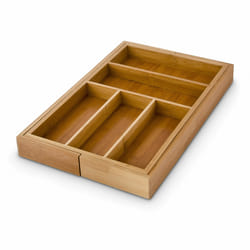Range-couverts, en bambou et mdf, 5 à 7 compartiments, pour le tiroir, hlp : env. 5 x 48 x 46 cm, nature - Relaxdays