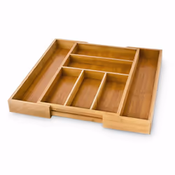 Range-couverts, en bambou et mdf, 5 à 7 compartiments, pour le tiroir, hlp : env. 5 x 48 x 46 cm, nature - Relaxdays