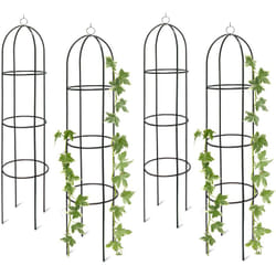 Relaxdays - Obélisque tuteur, lot de 4, plantes grimpantes, rosiers arcade, arceau roses, arche jardin, métal 190 cm, vert