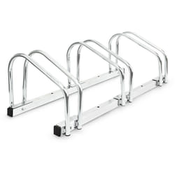 Relaxdays - Râtelier 3 vélos Acier chromé Fixation sol mur Support de rangement bicyclettes, argenté