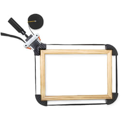 Relaxdays - Presse à cadre 4 coins 4 mètres Hxlxp 3 x 10 x 28 cm Mâchoires de serrage avec sangle 4 m, noir