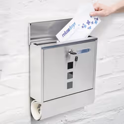 Relaxdays - Boîte aux lettre avec compartiment pour journaux fenêtre 2 clés acier inoxydable