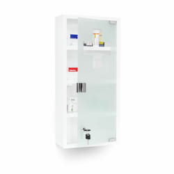 Relaxdays - Armoire à pharmacie blanche inox avec porte magnétique en verre opale Hx l x p 57 x 27 x 12 cm, blanc