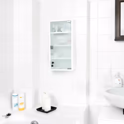 Relaxdays - Armoire à pharmacie blanche inox avec porte magnétique en verre opale Hx l x p 57 x 27 x 12 cm, blanc
