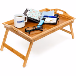 Vous aimeriez bien prendre votre petit déjeuner au lit le dimanche matin? Ce plateau de lit en bambou est fait pour vous! Grâ ...