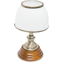 Relaxdays - Lampe de table, style classique, abat-jour coupole, style Art nouveau, métal, bois, verre, marron/laiton/blanc