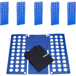 6x Planches à plier le linge, 2e génération, plie chemise, plieuse vêtements, salle de bain, 60 x 70 cm, bleu