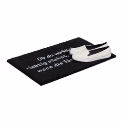 Relaxdays - Paillasson, tapis d'entrée, fibre de coco, Texte allemand, porte entrée, dessous antidérapant, pvc, noir