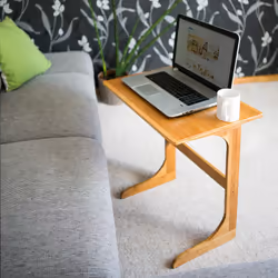 Relaxdays Table de lit table d'appoint pour ordinateur portable HxlxP : 62,5 x 60 x 40 cm en bambou pour bout de canapé, nature