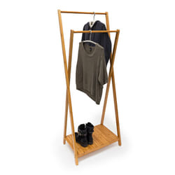 Relaxdays - Portant à vêtements bambou Penderie Garde-robe compartiment rangement chaussures HxlxP : 156 x 56,5 x 40 cm, nature