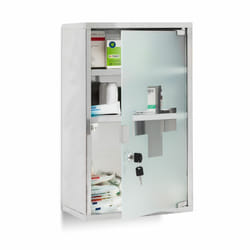Relaxdays - Armoire à pharmacie emergency, étagère à médicaments xl, acier inox, HxLxP: env. 50,5 x 30 x 18 cm, argenté