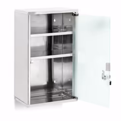 Relaxdays - Armoire à pharmacie emergency, étagère à médicaments xl, acier inox, HxLxP: env. 50,5 x 30 x 18 cm, argenté