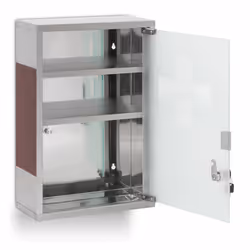 Relaxdays - Armoire à pharmacie emergency, xl, hlp : 45 x 30 x 12 cm, pour la salle de bain, argenté/marron